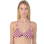 Polka Dots - Black on Light Pink Reversible Tri Bikini Top