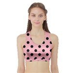 Polka Dots - Black on Light Pink Women s Sports Bra with Border