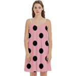 Polka Dots - Black on Light Pink Women s Reversible Sports Bra with Border