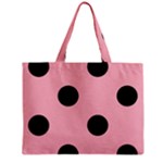 Polka Dots - Black on Light Pink Zipper Mini Tote Bag