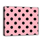Polka Dots - Black on Light Pink Deluxe Canvas 20  x 16  (Stretched)