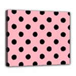 Polka Dots - Black on Light Pink Deluxe Canvas 24  x 20  (Stretched)