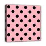 Polka Dots - Black on Light Pink Mini Canvas 8  x 8  (Stretched)