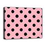 Polka Dots - Black on Light Pink Canvas 14  x 11  (Stretched)