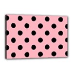 Polka Dots - Black on Light Pink Canvas 18  x 12  (Stretched)