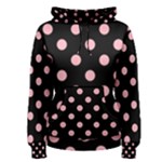 Polka Dots - Light Pink on Black Women s Pullover Hoodie