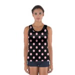 Polka Dots - Light Pink on Black Women s Sport Tank Top