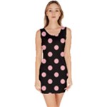 Polka Dots - Light Pink on Black Bodycon Dress