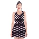 Polka Dots - Light Pink on Black Scoop Neck Skater Dress
