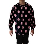 Polka Dots - Light Pink on Black Hooded Wind Breaker (Kids)