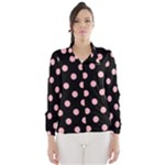 Polka Dots - Light Pink on Black Wind Breaker (Women)