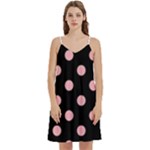 Polka Dots - Light Pink on Black Women s Reversible Sports Bra with Border