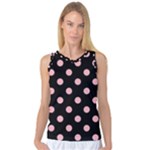Polka Dots - Light Pink on Black Women s Basketball Tank Top
