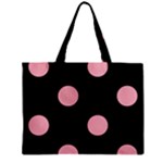 Polka Dots - Light Pink on Black Zipper Mini Tote Bag