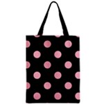 Polka Dots - Light Pink on Black Zipper Classic Tote Bag