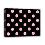Polka Dots - Light Pink on Black Deluxe Canvas 16  x 12  (Stretched)