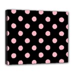 Polka Dots - Light Pink on Black Deluxe Canvas 24  x 20  (Stretched)