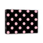 Polka Dots - Light Pink on Black Mini Canvas 7  x 5  (Stretched)