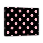 Polka Dots - Light Pink on Black Canvas 10  x 8  (Stretched)