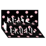 Polka Dots - Light Pink on Black Best Friends 3D Greeting Card (8x4)