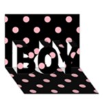 Polka Dots - Light Pink on Black BOY 3D Greeting Card (7x5)