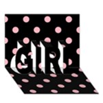Polka Dots - Light Pink on Black GIRL 3D Greeting Card (7x5)