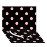 Polka Dots - Light Pink on Black Heart Bottom 3D Greeting Card (7x5)