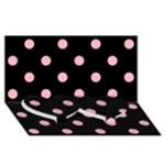 Polka Dots - Light Pink on Black Twin Heart Bottom 3D Greeting Card (8x4)