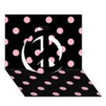 Polka Dots - Light Pink on Black Peace Sign 3D Greeting Card (7x5)