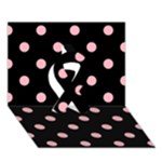 Polka Dots - Light Pink on Black Ribbon 3D Greeting Card (7x5)