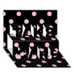 Polka Dots - Light Pink on Black TAKE CARE 3D Greeting Card (7x5)