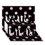 Polka Dots - Light Pink on Black You Did It 3D Greeting Card (7x5)