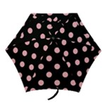 Polka Dots - Light Pink on Black Mini Umbrella