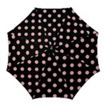 Polka Dots - Light Pink on Black Golf Umbrella