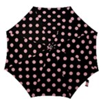 Polka Dots - Light Pink on Black Hook Handle Umbrella (Medium)