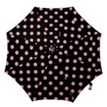 Polka Dots - Light Pink on Black Hook Handle Umbrella (Large)