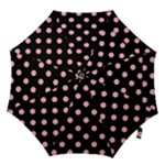 Polka Dots - Light Pink on Black Hook Handle Umbrella (Small)
