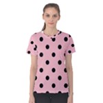 Polka Dots - Black on Pink Women s Cotton Tee