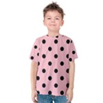 Polka Dots - Black on Pink Kid s Cotton Tee