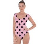 Polka Dots - Black on Pink Short Sleeve Leotard (Ladies)