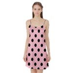 Polka Dots - Black on Pink Satin Night Slip