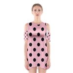 Polka Dots - Black on Pink Women s Cutout Shoulder Dress