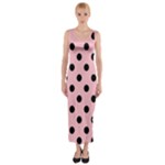 Polka Dots - Black on Pink Fitted Maxi Dress