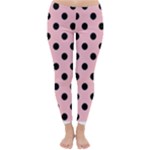 Polka Dots - Black on Pink Winter Leggings