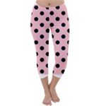 Polka Dots - Black on Pink Capri Winter Leggings