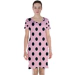 Polka Dots - Black on Pink Short Sleeve Nightdress