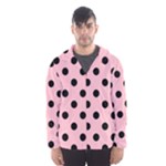 Polka Dots - Black on Pink Hooded Wind Breaker (Men)