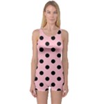 Polka Dots - Black on Pink One Piece Boyleg Swimsuit