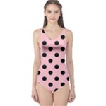 Polka Dots - Black on Pink One Piece Swimsuit