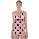 Polka Dots - Black on Pink Cut-Out One Piece Swimsuit